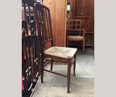 An Arts and Crafts rush seat side chair with upside down pierced heart - Thumbnail 2