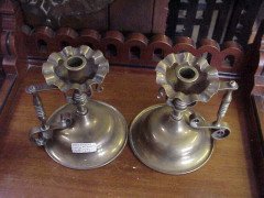 A Fantastic Quality Pair of Arts and Crafts Hand Made Heavy Gage Brass Chambersticks - Thumbnail 3