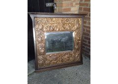 A stunning Arts and Crafts oak-framed copper mirror - Thumbnail 1