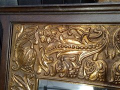 A stunning Arts and Crafts oak-framed copper mirror - Thumbnail 3