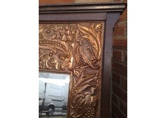 A stunning Arts and Crafts oak-framed copper mirror - Thumbnail 4