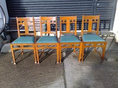 A set of four Arts and Crafts oak dining chairs - Thumbnail 1