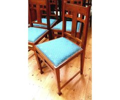 A set of four Arts and Crafts oak dining chairs - Thumbnail 6