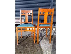 A set of four Arts and Crafts oak dining chairs - Thumbnail 7