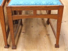 A set of four Arts and Crafts oak dining chairs - Thumbnail 15