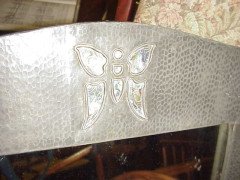 Liberty and Co. A hand hammered and riveted Pewter mirror - Thumbnail 2
