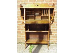 An Arts and Crafts Oak Fall Front Bureau with Copper Handles and Hinges - Thumbnail 2