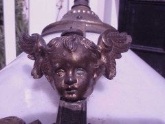 A period brass light fitting with winged Cherubs - Thumbnail 2
