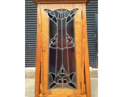 E A Taylor. A rare Arts and Crafts Glasgow school oak grandfather clock with inlaid pewter motto to the top 'TIME FLIES'. - Thumbnail 6