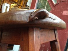 Robert Mouseman Thompson. A rare set of four early oak bar stools. - Thumbnail 4