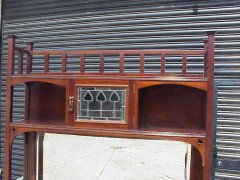 E A Taylor for Wylie and Lochhead. An Arts and Crafts display/sideboard with green glass Voysey style tree details - Thumbnail 2
