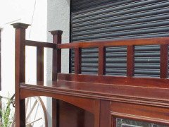 E A Taylor for Wylie and Lochhead. An Arts and Crafts display/sideboard with green glass Voysey style tree details - Thumbnail 3