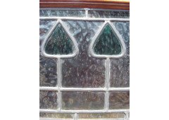 E A Taylor for Wylie and Lochhead. An Arts and Crafts display/sideboard with green glass Voysey style tree details - Thumbnail 5