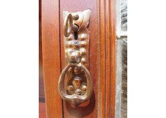 E A Taylor for Wylie and Lochhead. An Arts and Crafts display/sideboard with green glass Voysey style tree details - Thumbnail 6