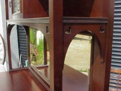 E A Taylor for Wylie and Lochhead. An Arts and Crafts display/sideboard with green glass Voysey style tree details - Thumbnail 7