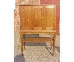 An Arts and Crafts oak cabinet with large internal cupboard - Thumbnail 1