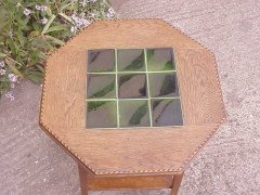 A Very Stylish Little Arts and Crafts Green Tiled Top Table - Thumbnail 3