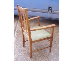 Pair of Arts and Crafts Oak Armchairs c.1900 - Thumbnail 2