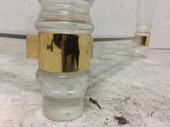 A square Lucite and brass two tier side table probably French - Thumbnail 5