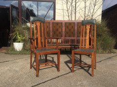 An extremely rare set of twelve Glasgow school oak dining chairs fully restored - Thumbnail 2