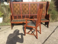 An extremely rare set of twelve Glasgow school oak dining chairs fully restored - Thumbnail 8