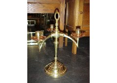 WAS Benson. A pair of brass and copper candelabras - Thumbnail 2