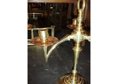 WAS Benson. A pair of brass and copper candelabras - Thumbnail 3