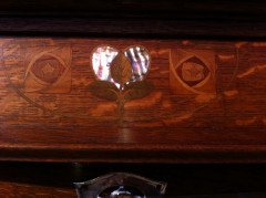 Shapland and Petter. A good Arts and Crafts oak bedroom pair with abalone - Thumbnail 4