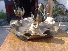 WAS Benson. A brass ceiling light in the form of a large flower - Thumbnail 2