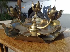WAS Benson. A brass ceiling light in the form of a large flower - Thumbnail 3