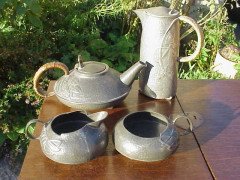 Archibald Knox for Liberty and Co. A Tudric four-piece tea set - Thumbnail 1