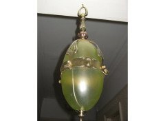 An Arts and Crafts ceiling light with green glass liner - Thumbnail 1
