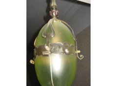An Arts and Crafts ceiling light with green glass liner - Thumbnail 3