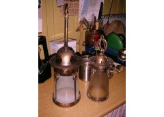 An Arts and Crafts copper and Vaseline lantern - Thumbnail 1