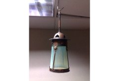 An Arts and Crafts copper and Vaseline lantern - Thumbnail 3