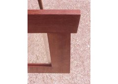 An Arts and Crafts mahogany style mirror with subtle angular form with a light blue Ruskin Heart to the top - Thumbnail 3