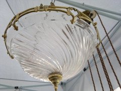 WAS Benson. A rare pair of ceiling lights with stunning stylised floral and heart detailed gallery with original swirling - Thumbnail 2