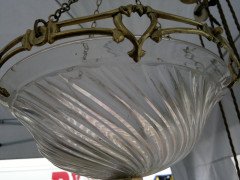 WAS Benson. A rare pair of ceiling lights with stunning stylised floral and heart detailed gallery with original swirling - Thumbnail 3