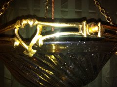 WAS Benson. A rare pair of ceiling lights with stunning stylised floral and heart detailed gallery with original swirling - Thumbnail 6