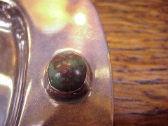 Liberty and Co. A silver tray with a Green and a Blue Torquoise cabachon to each end - Thumbnail 3