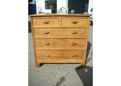 A wondefull quality oak chest of drawers with Adze detailing throughout - Thumbnail 1