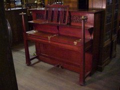 Walter Cave for Bechstein. A mahogany piano with an overstrung upright underdamper action - Thumbnail 1