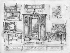 Shapland and Petter. An Arts and Crafts oak treble wardrobe in the Glasgow Style - Thumbnail 8