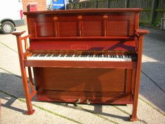G M Ellwood for John Brinsmead and Sons. A mahogany and inlaid upright piano - Thumbnail 4