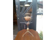 WAS Benson. A rare brass and copper 3 leg oil lamp - Thumbnail 1