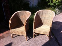 Dryad. a Good Pair of Wicker Armchair - Thumbnail 2