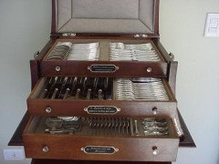 WMF. A rare silver plated cutlery service for 12, in the original cabinet with silver plated stylised mounts - Thumbnail 9