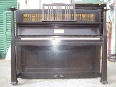 Walter Cave for Bechstein. A dark oak with an overstrung upright underdamper action - Thumbnail 2