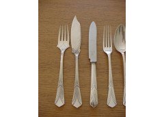 WMF. A rare silver plated cutlery service for 12, in the original cabinet with silver plated stylised mounts - Thumbnail 17