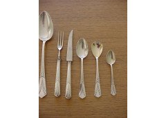 WMF. A rare silver plated cutlery service for 12, in the original cabinet with silver plated stylised mounts - Thumbnail 19
